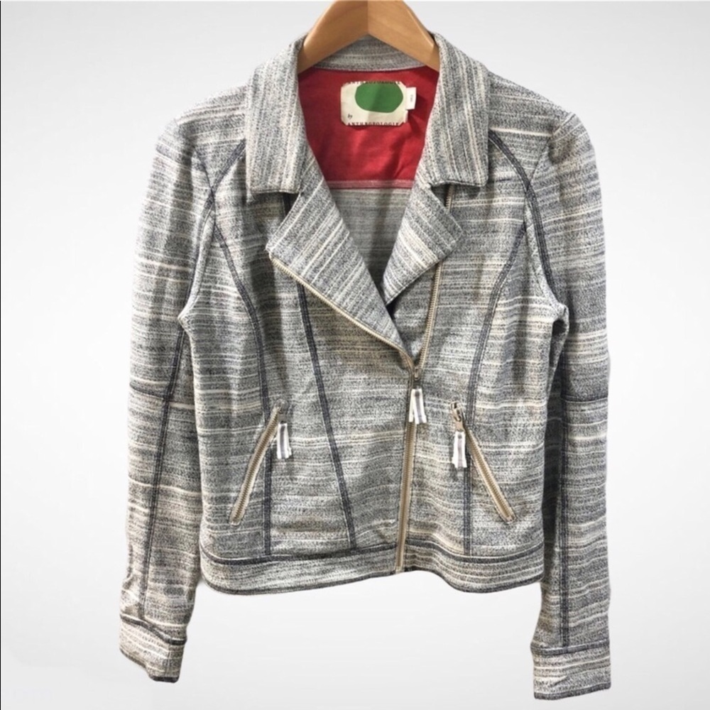 Anthropologie Assymetrical Zip Up Jacket Gray Size Small Blazer Coat Shacket